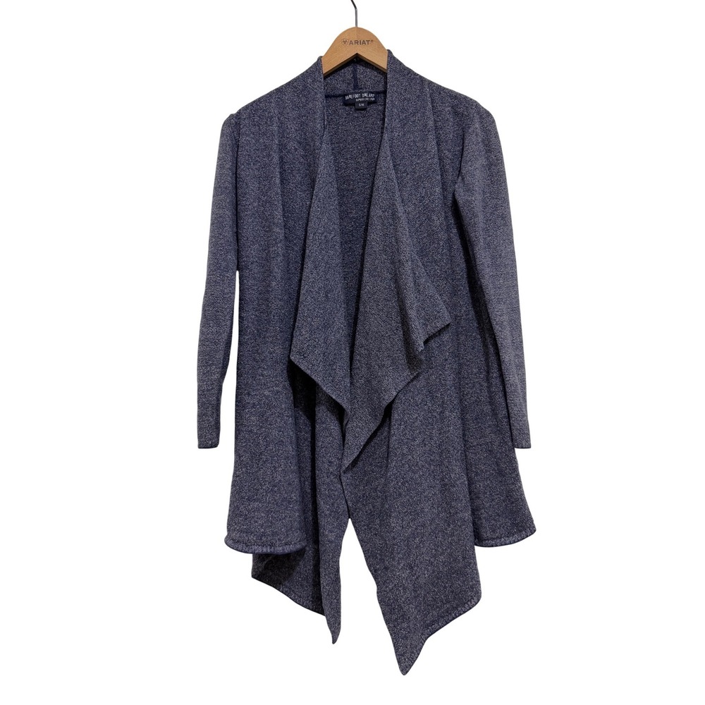 Barefoot Dreams Bamboo Chic Lite Drape Front Cardigan Navy Blue Women's S/M